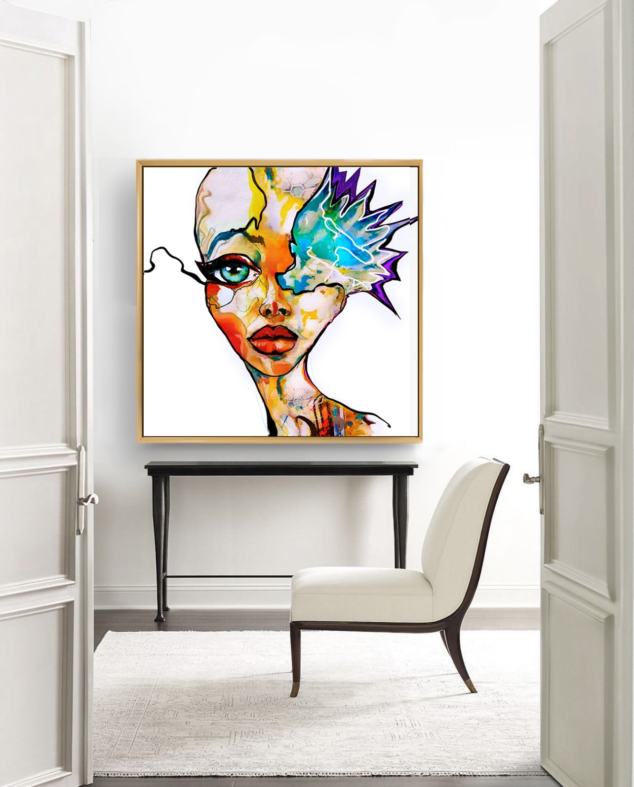 Woman abstract portrait painting