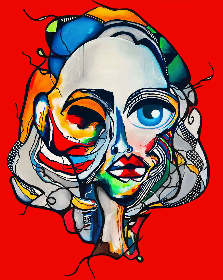 Oversized abstract face art painting 2023