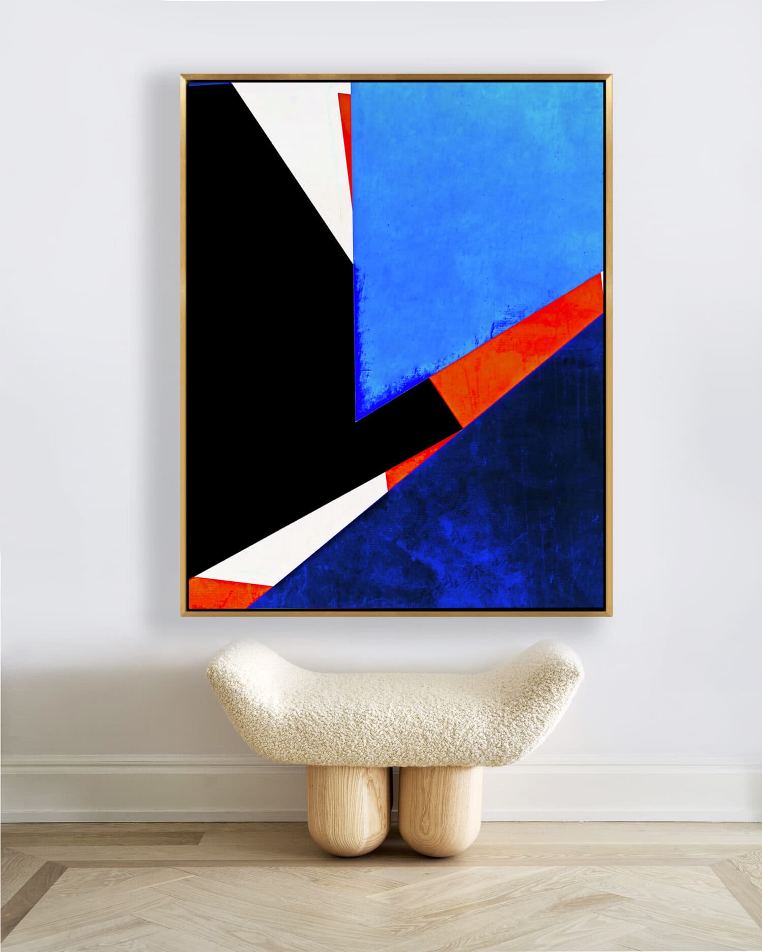 Minimalist abstract blue geometric art for sale