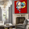 Oversized Surreal Abstract Red Portrait Painting
